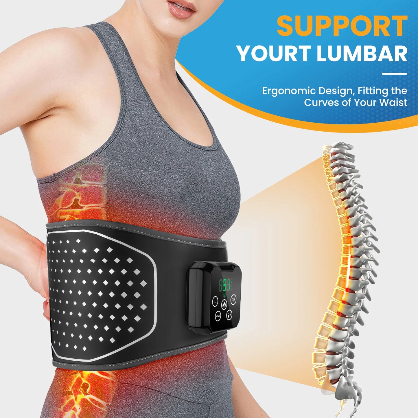 Electric Lumbar Massager - Heated Vibration Back Brace - View 15 | Alpha Medical Care