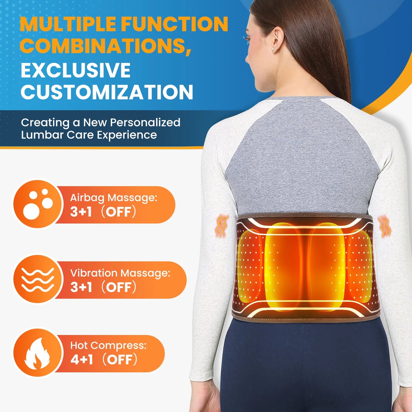 Electric Lumbar Massager - Heated Vibration Back Brace - View 10 | Alpha Medical Care