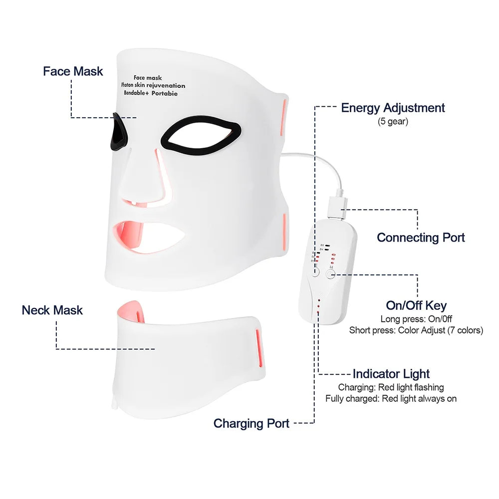 Foreverlily LED Face & Neck Mask - 7 Colors 3D Flexible - View 10 | Alpha Medical Care