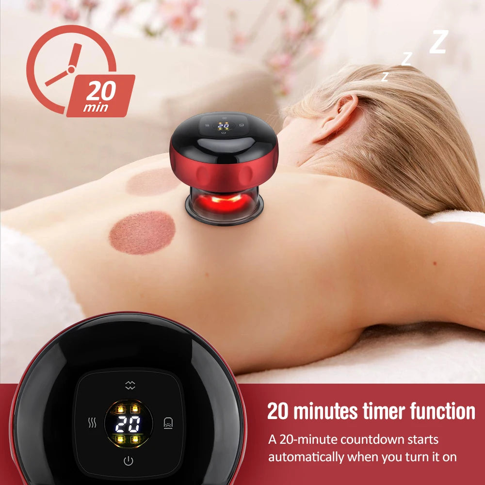 Smart Electric Vacuum Cupping Device Body Scraping Massager Heating Suction Cup Device Physical Fatigue Relief Health Care