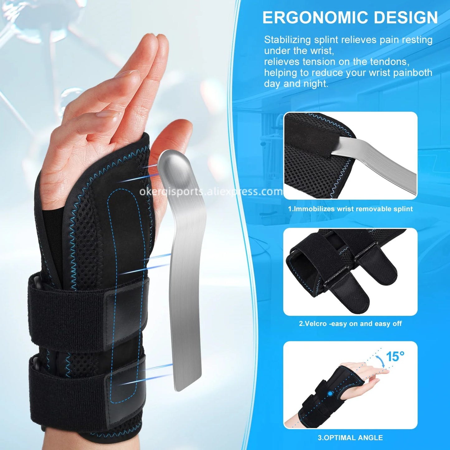 Adjustable Wrist Support Brace - Fitness & Pain Relief - Back View | Alpha Medical Care