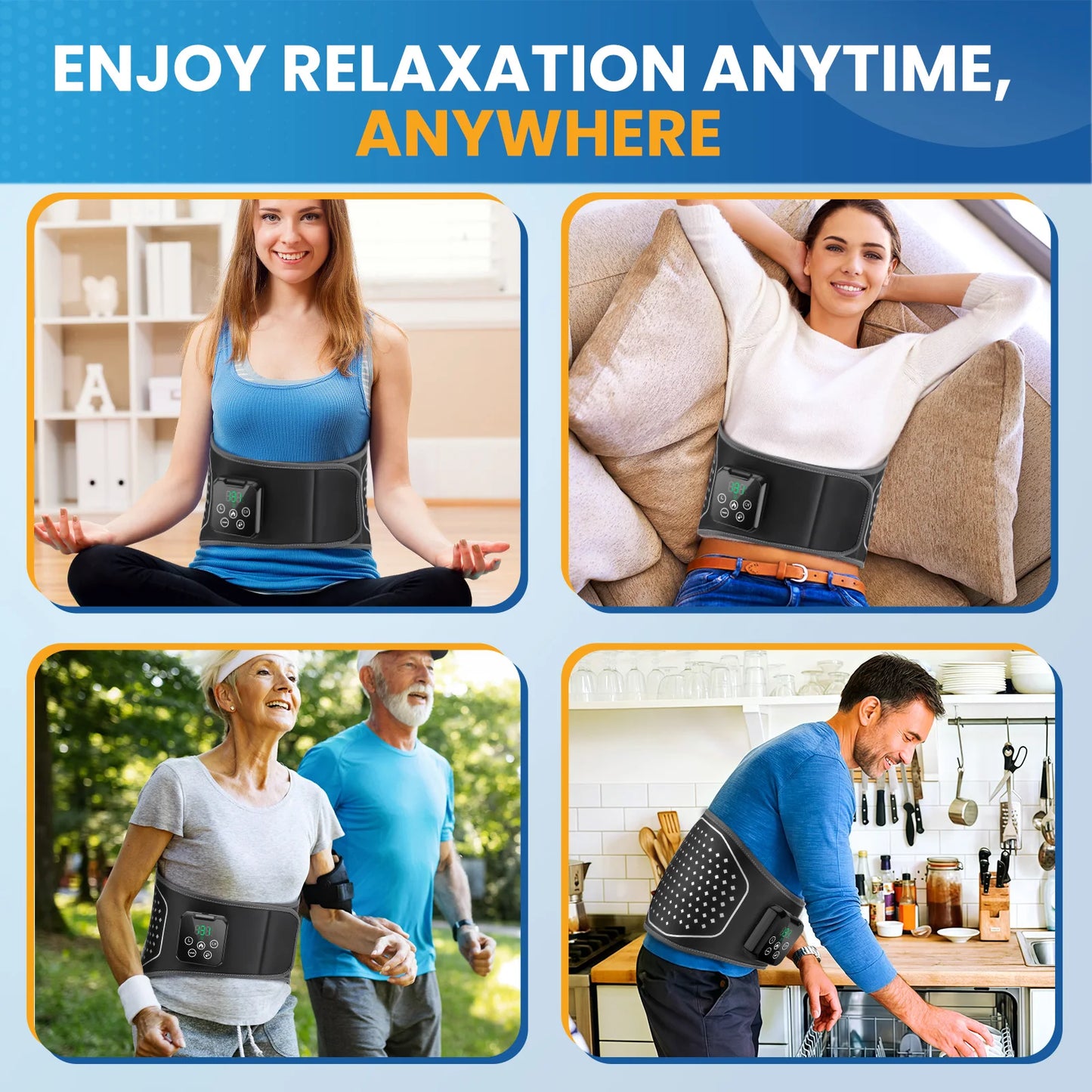 Electric Lumbar Massager - Heated Vibration Back Brace - Close-Up | Alpha Medical Care