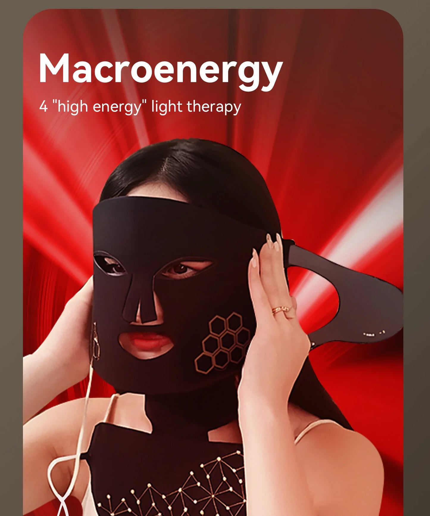 Hello Face Red Light Therapy Mask - Face & Neck Infrared LED - View 12 | Alpha Medical Care