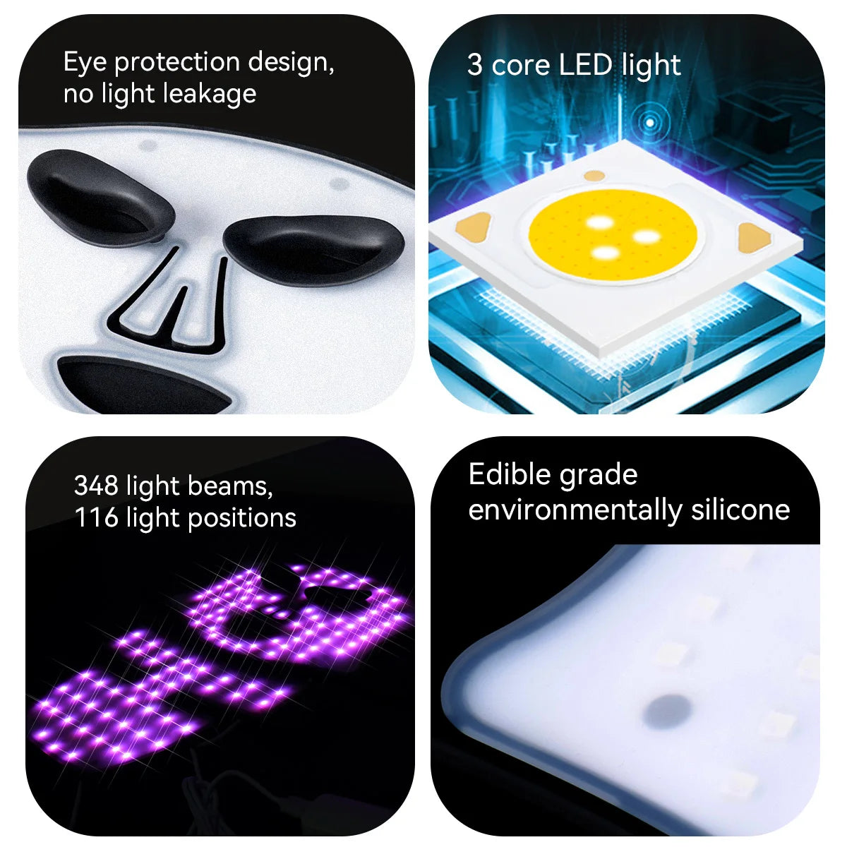 Hello Face Red Light Therapy Mask - Face & Neck Infrared LED - Side View | Alpha Medical Care