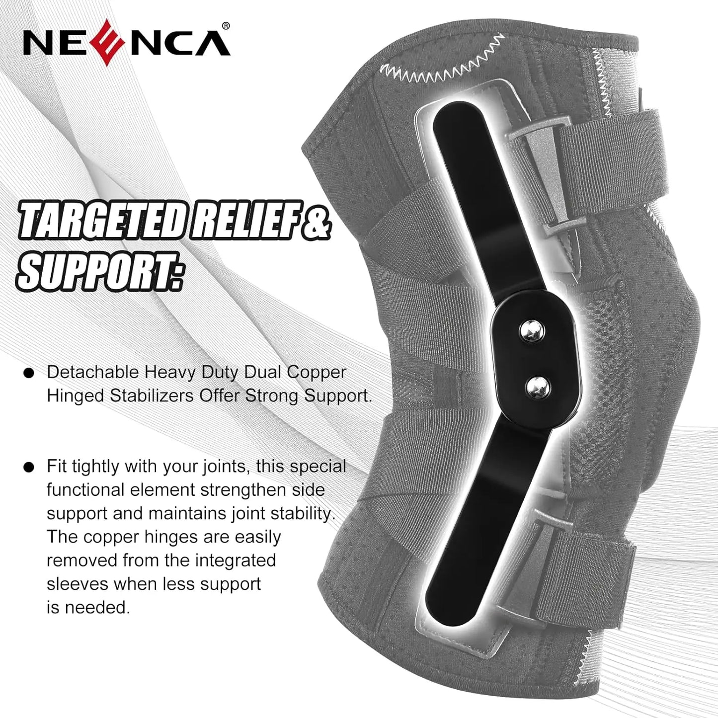 NEENCA Hinged Knee Brace - Side Stabilizers Support - Side View | Alpha Medical Care