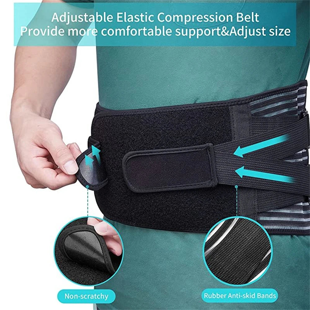 Lower Back Brace - 6 Stays Anti-Skid Lumbar Support - Back View | Alpha Medical Care