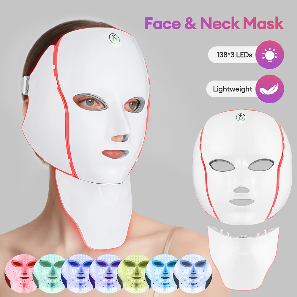 LED Facial Mask with Neck - 7 Colors Photon Anti-Aging | Alpha Medical Care