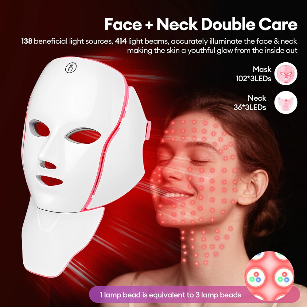 LED Facial Mask with Neck - 7 Colors Photon Anti-Aging - View 11 | Alpha Medical Care