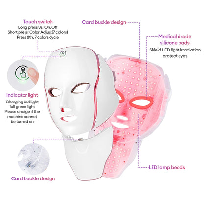 LED Facial Mask with Neck - 7 Colors Photon Anti-Aging - View 12 | Alpha Medical Care