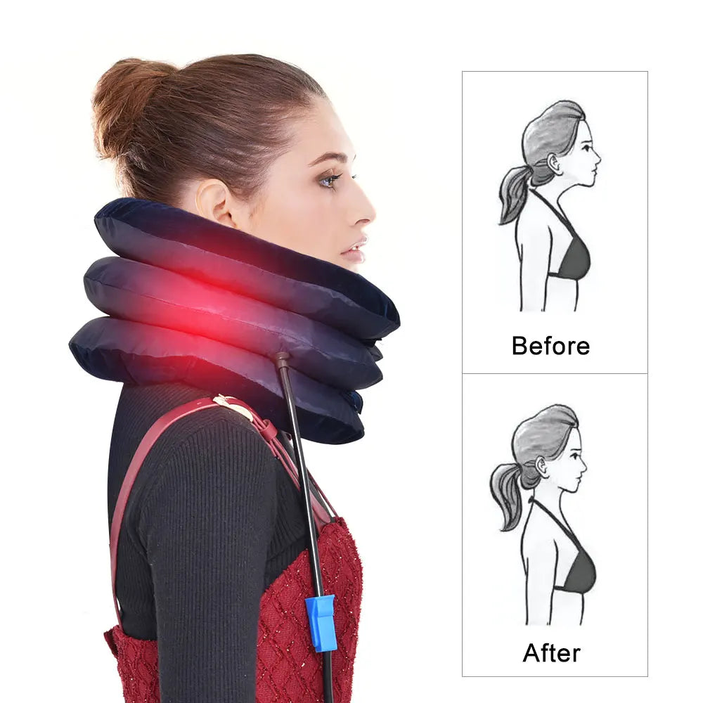 Inflatable Neck Collar - Cervical Traction Pillow - Back View | Alpha Medical Care