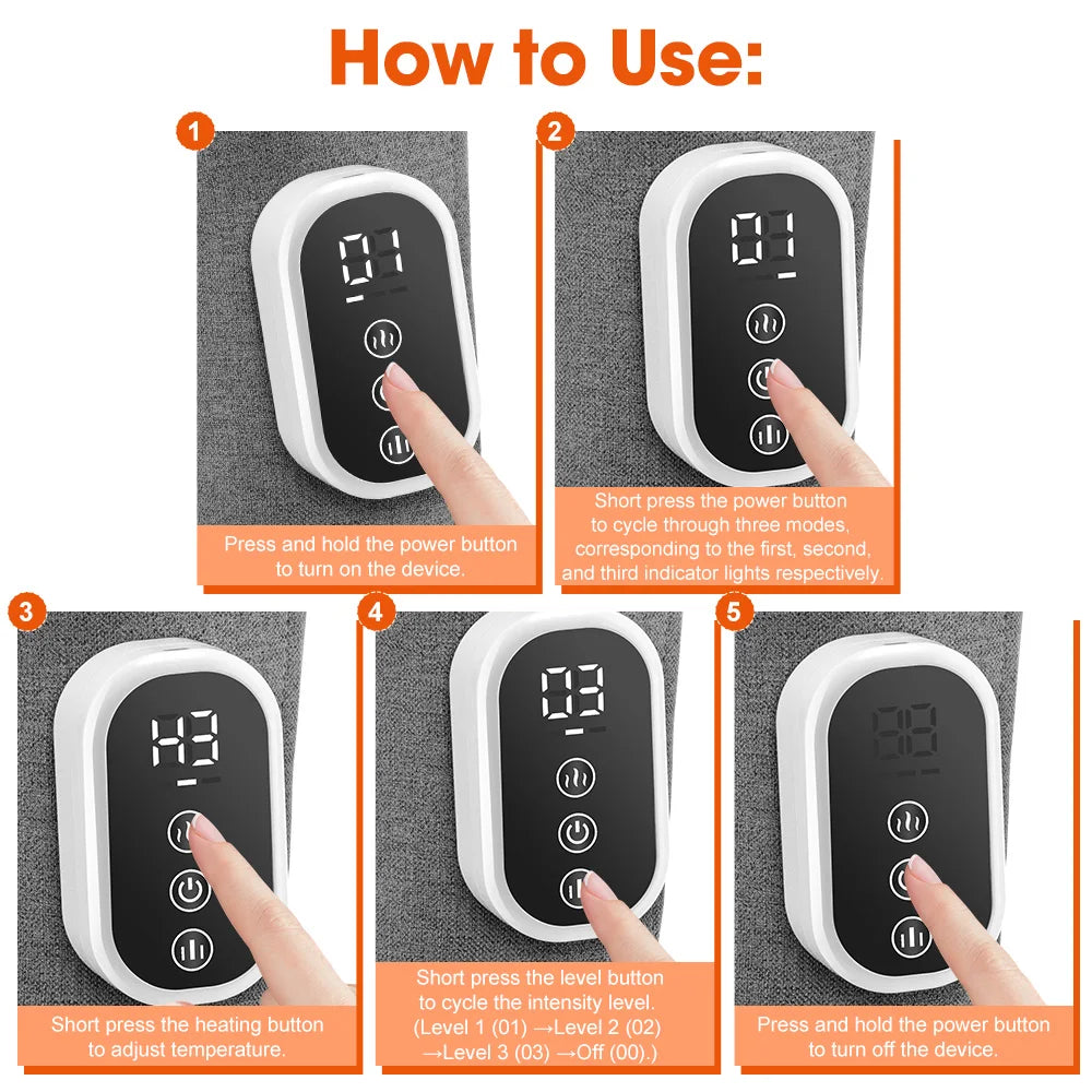 Electric Heating Leg Massager Wireless Rechargeable Air Compression Leg Calf Massage For Relief Relax Leg Muscles Health Care