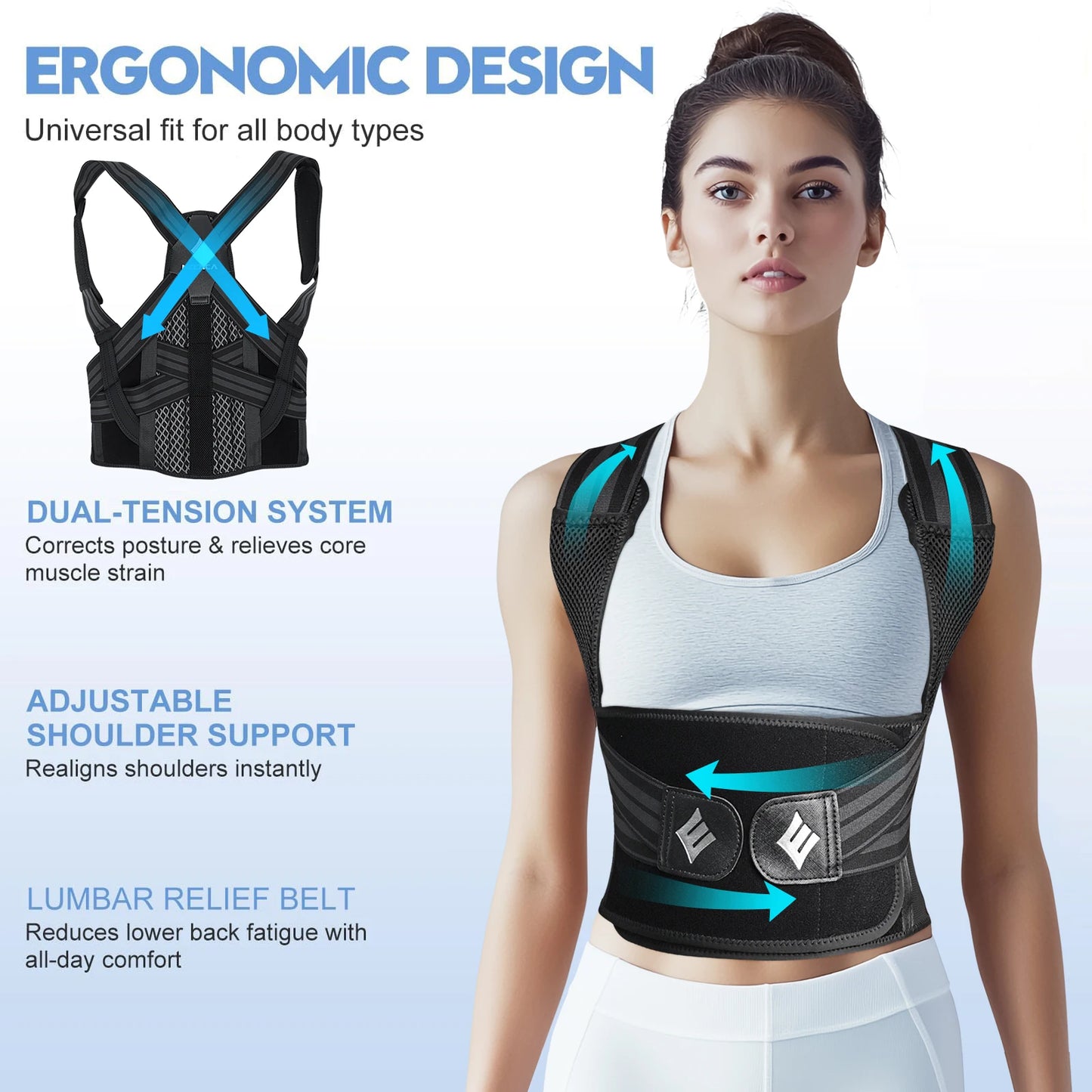 Posture Corrector - Adjustable Back Brace for Women Men - Close-Up | Alpha Medical Care