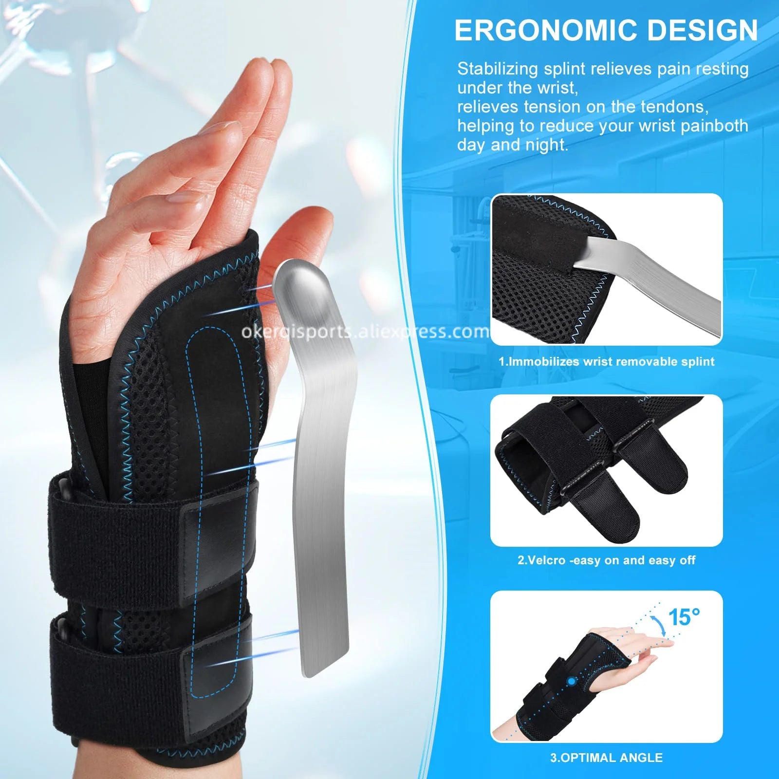 Adjustable Wrist Support Brace - Fitness & Pain Relief - Back View | Alpha Medical Care