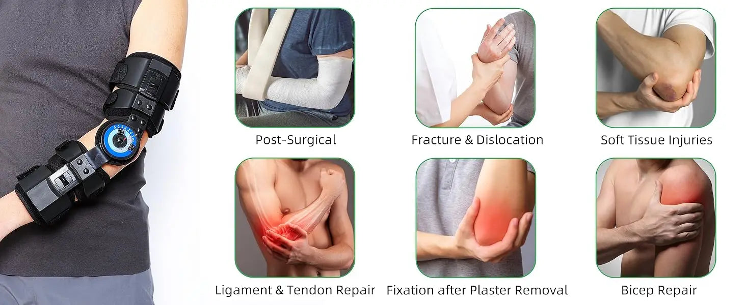 Hinged ROM Elbow Brace - Post-Op Adjustable Stabilizer - View 8 | Alpha Medical Care