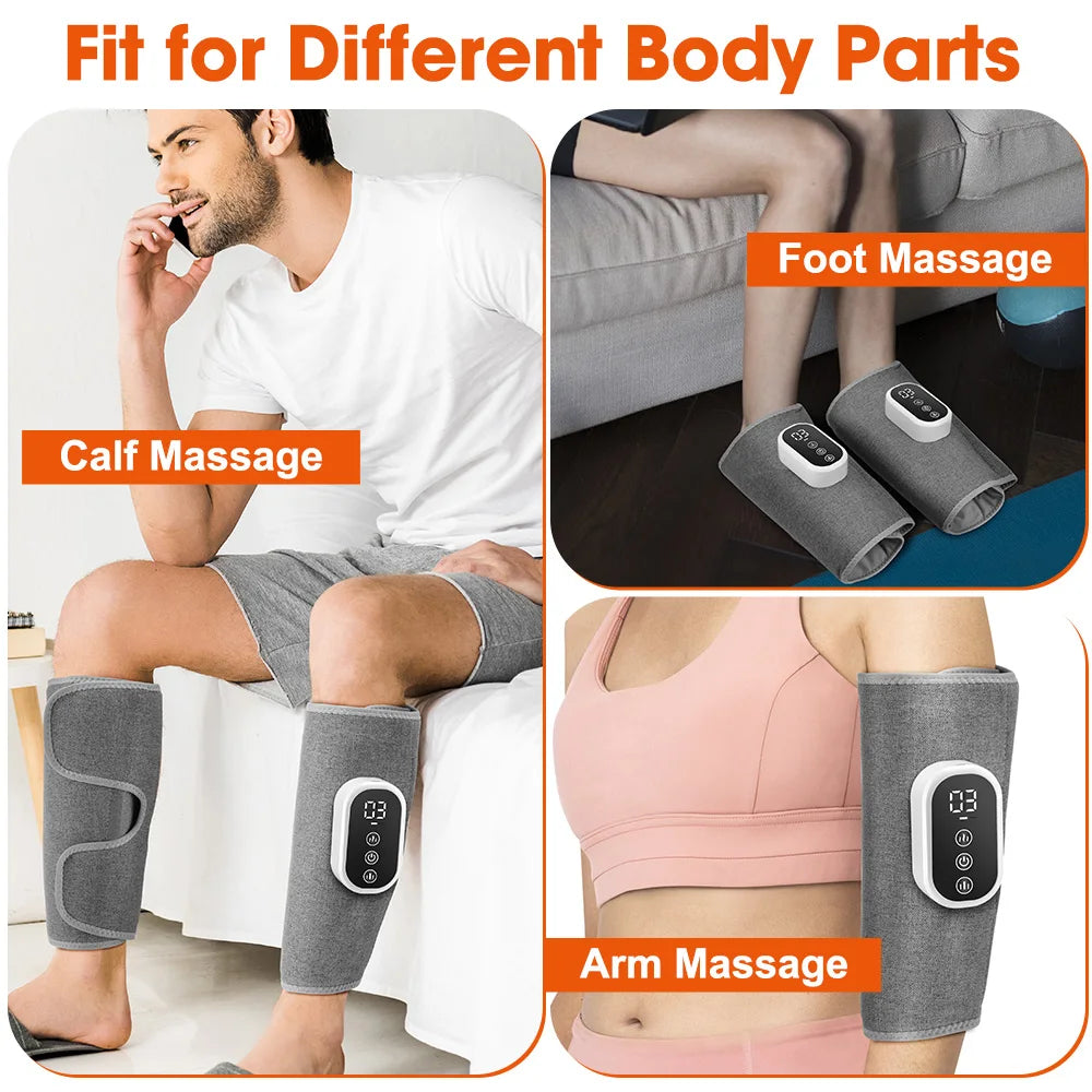 Electric Heating Leg Massager Wireless Rechargeable Air Compression Leg Calf Massage For Relief Relax Leg Muscles Health Care