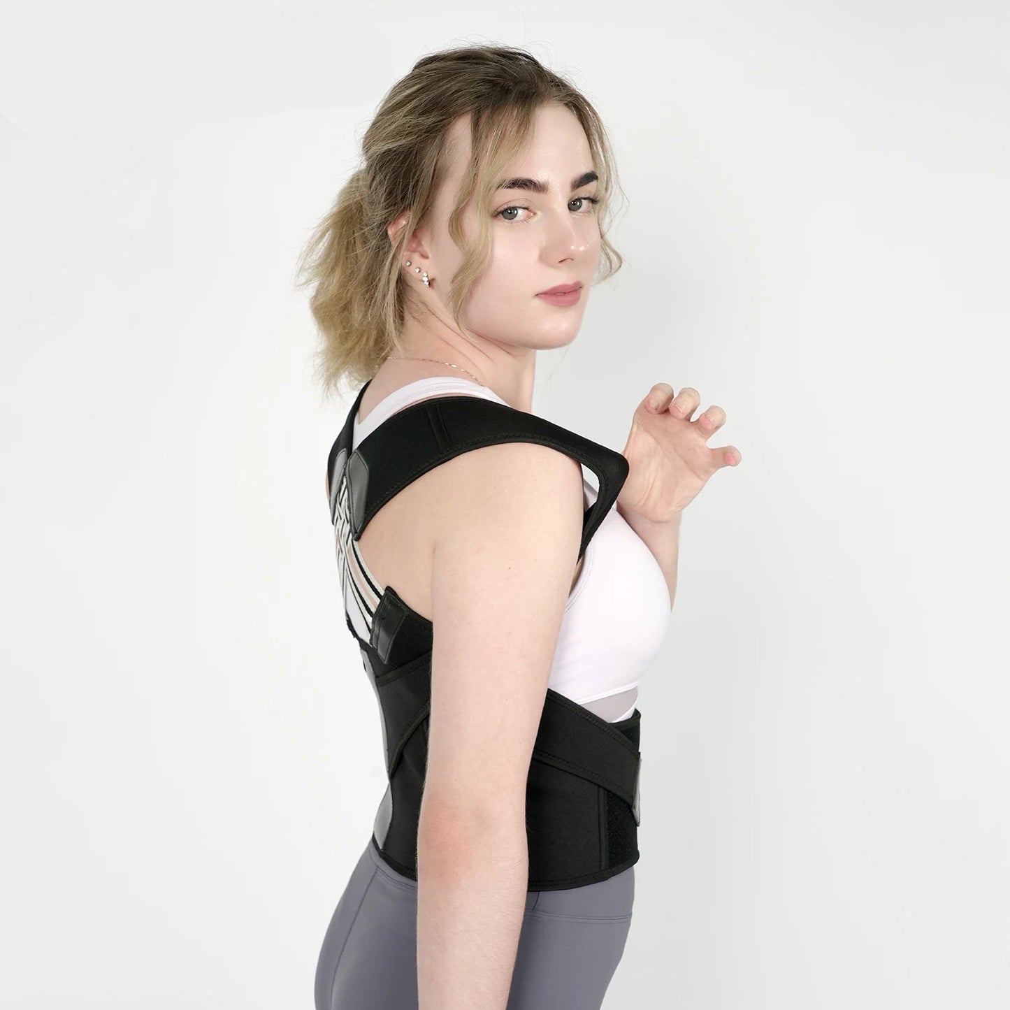 Posture Corrector - Adjustable Shoulder Support Brace - Side View | Alpha Medical Care