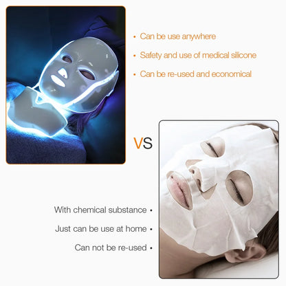 LED Facial Mask with Neck - 7 Colors Photon Anti-Aging - Close-Up | Alpha Medical Care