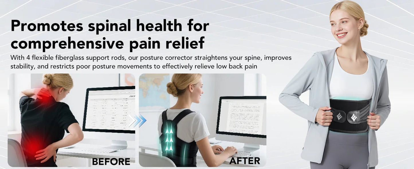 Posture Corrector - Adjustable Back Brace for Women Men - View 9 | Alpha Medical Care