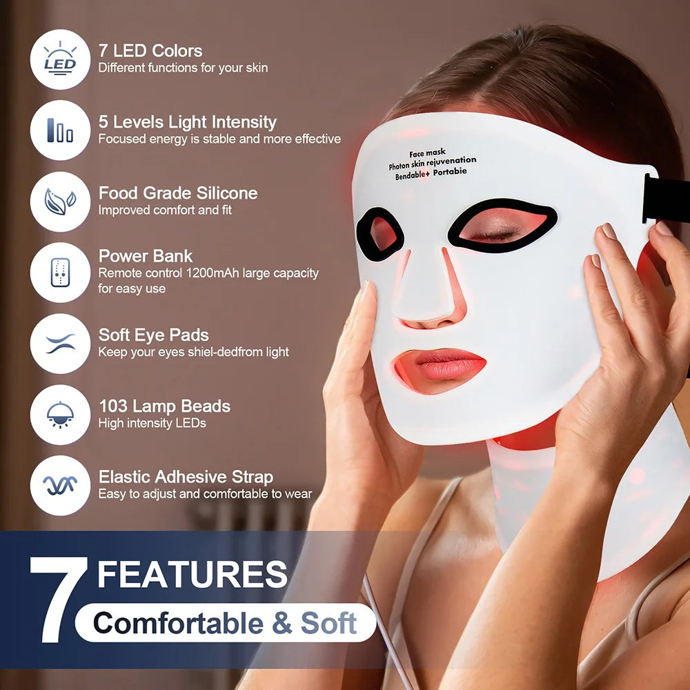 Foreverlily LED Face & Neck Mask - 7 Colors 3D Flexible - View 9 | Alpha Medical Care