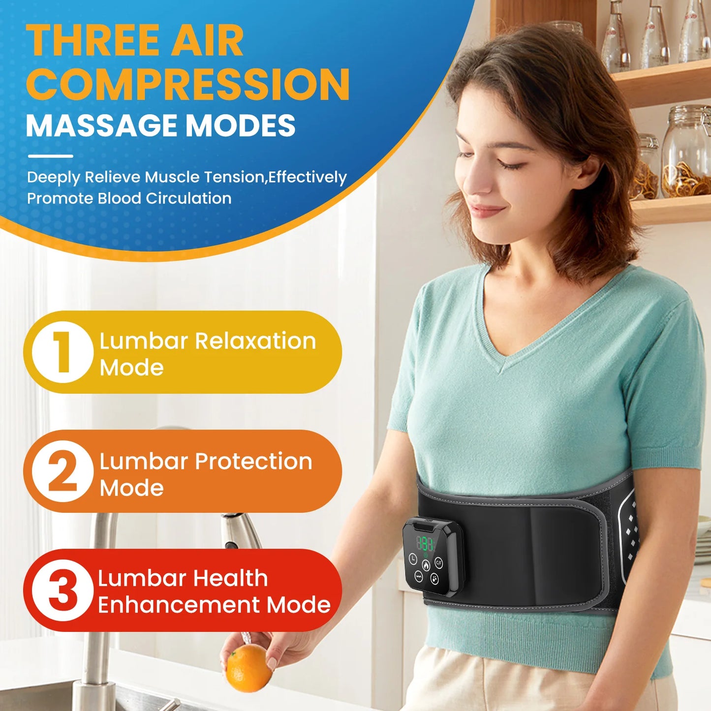Electric Lumbar Massager - Heated Vibration Back Brace - View 12 | Alpha Medical Care