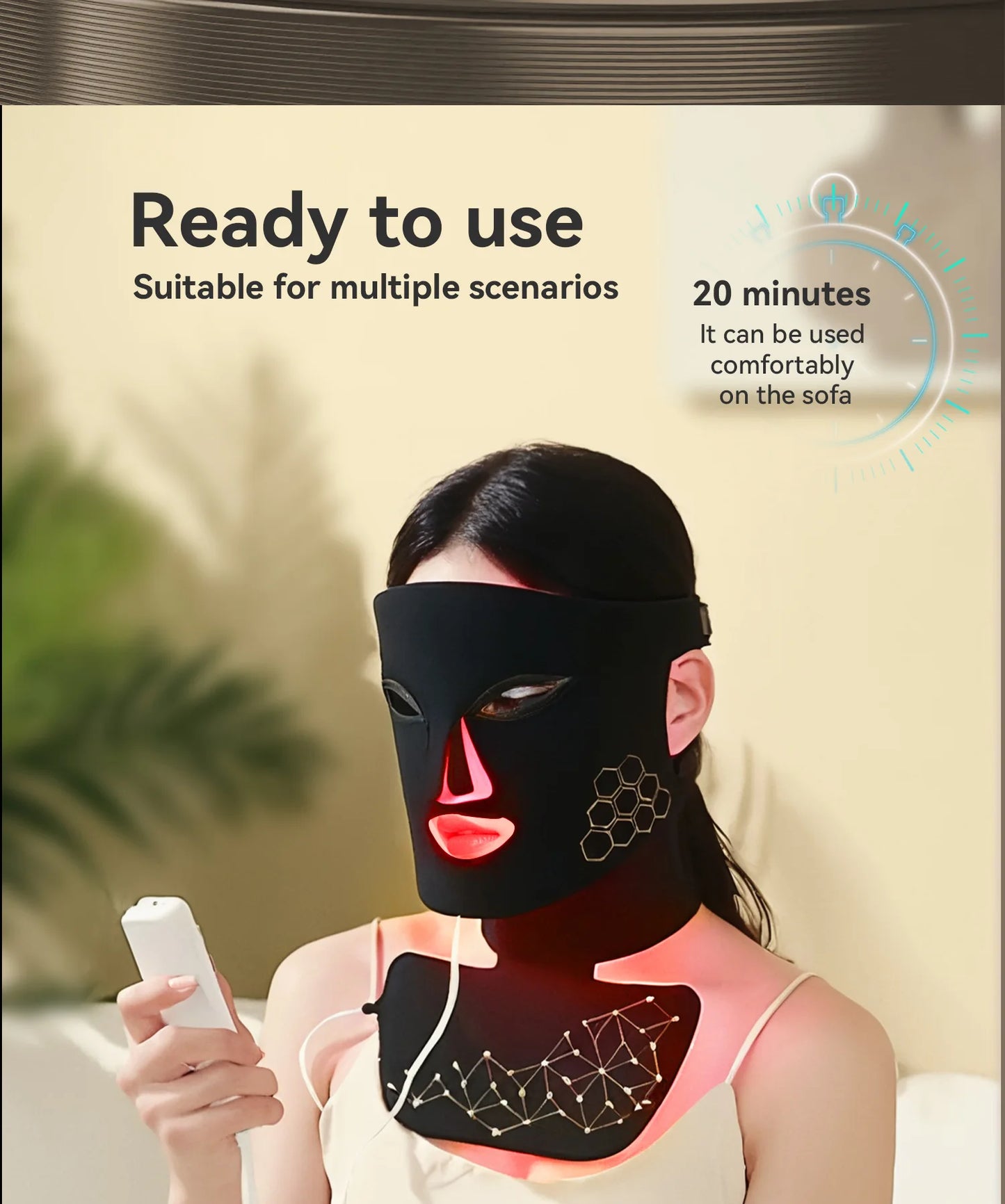 Hello Face Red Light Therapy Mask - Face & Neck Infrared LED - View 23 | Alpha Medical Care