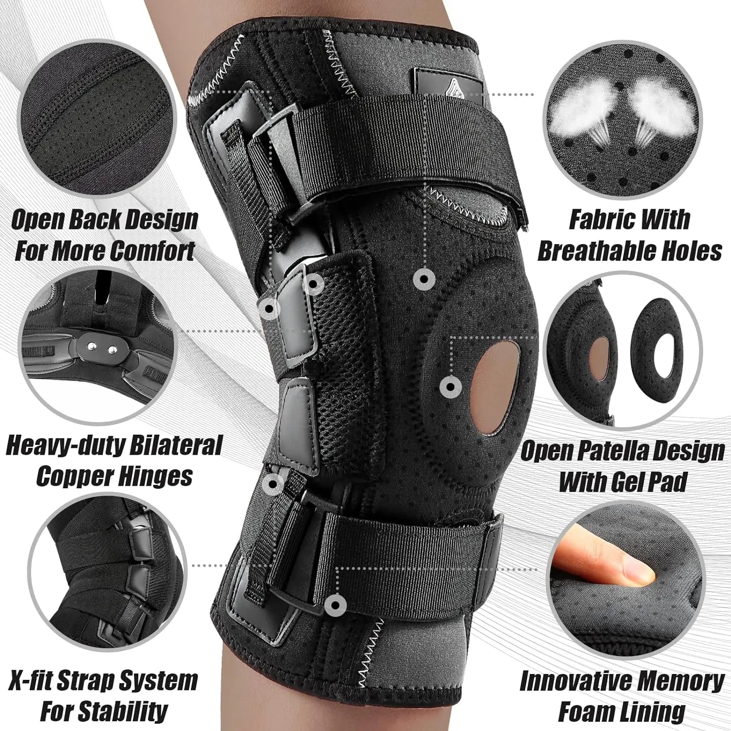 NEENCA Hinged Knee Brace - Side Stabilizers Support - Detail View | Alpha Medical Care