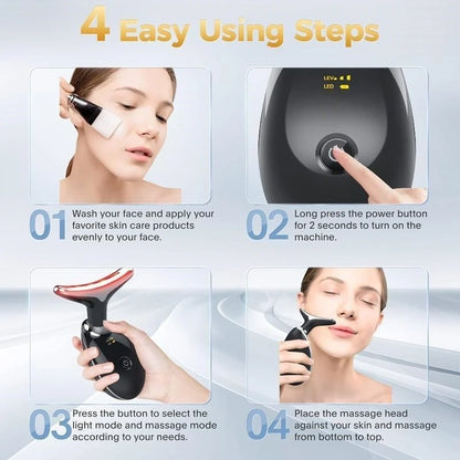 7 Color LED Vibrating Neck & Face Massager - In Use | Alpha Medical Care