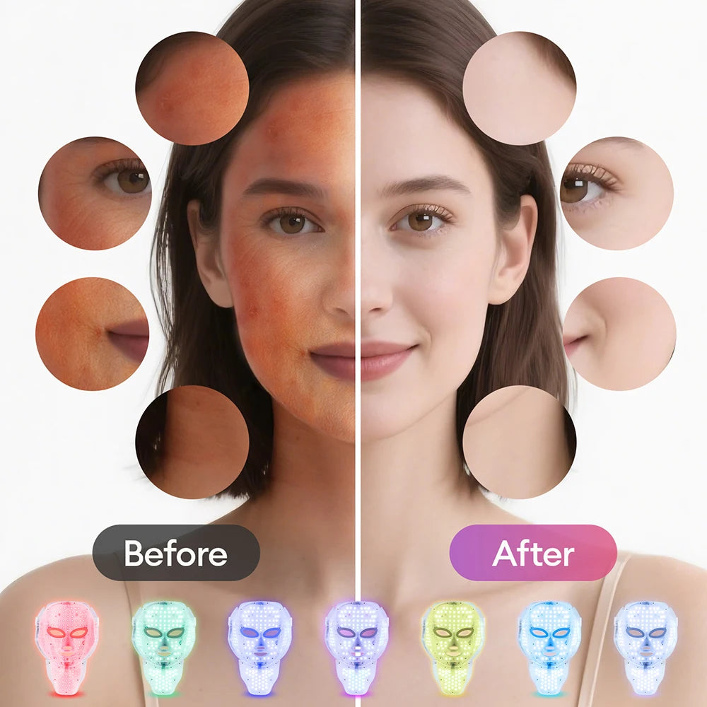 LED Facial Mask with Neck - 7 Colors Photon Anti-Aging - View 17 | Alpha Medical Care