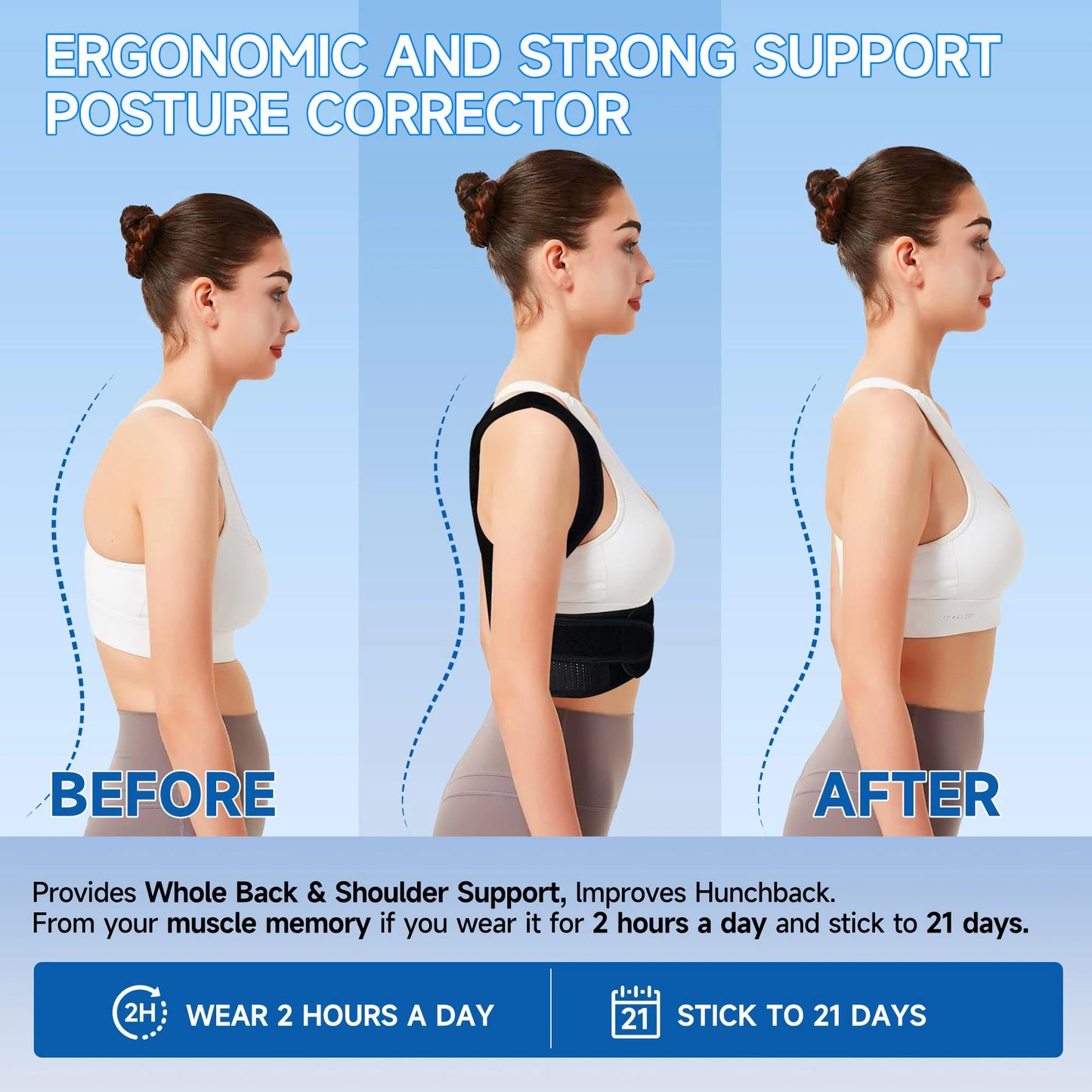 Posture Corrector - Adjustable Back Brace for Women Men - Detail View | Alpha Medical Care