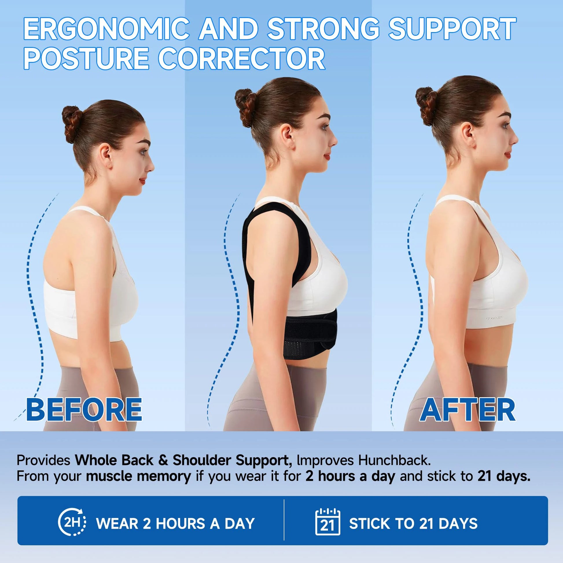 Posture Corrector - Adjustable Back Brace for Women Men - Detail View | Alpha Medical Care