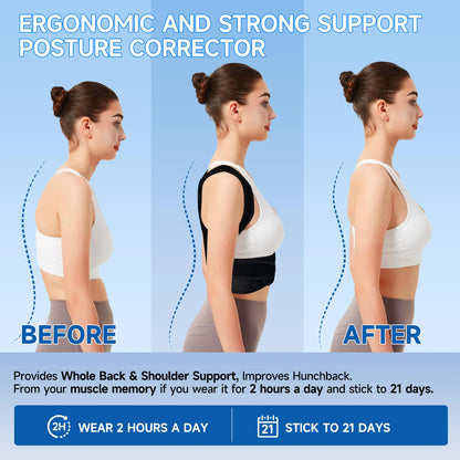 Posture Corrector - Adjustable Back Brace for Women Men - Detail View | Alpha Medical Care