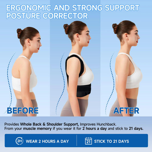 Posture Corrector - Adjustable Back Brace for Women Men - Detail View | Alpha Medical Care