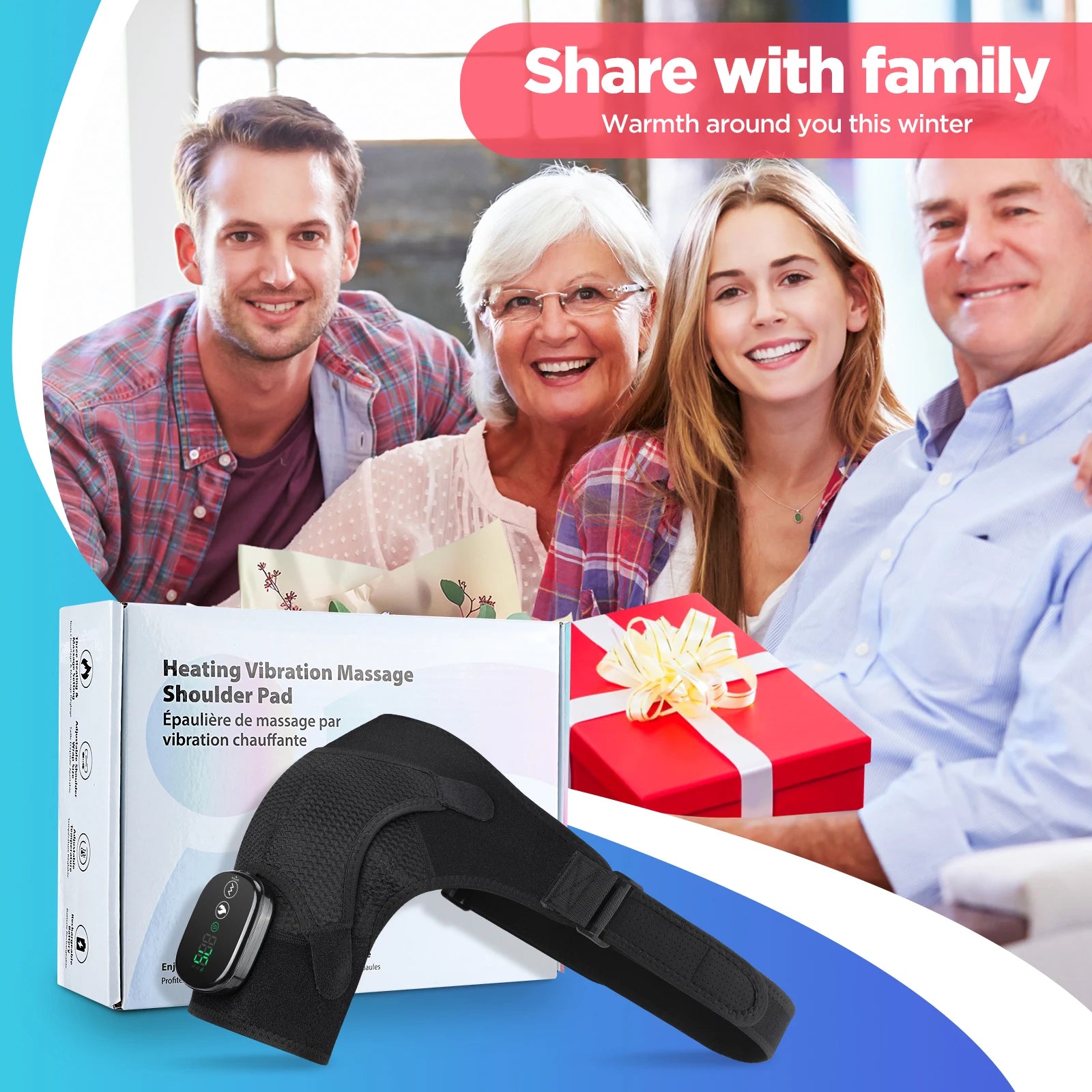 Vibration Shoulder Steamer - Heated Belt Massager - Back View | Alpha Medical Care