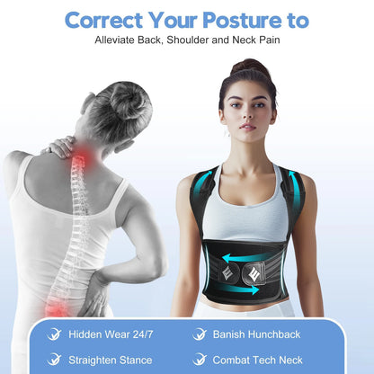 Posture Corrector - Adjustable Back Brace for Women Men - Back View | Alpha Medical Care